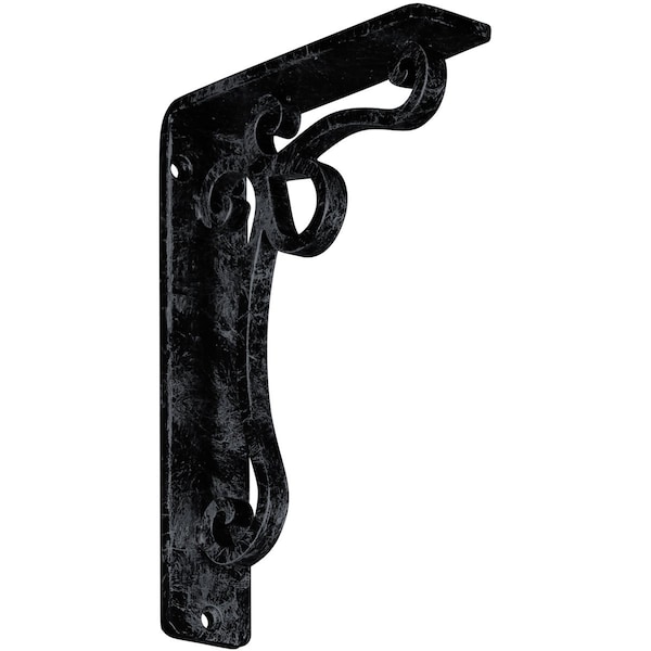 Ekena Millwork Orleans Wrought Iron Bracket, (Single center brace), Antiqued Pewter 1 1/2"W x 5 1/2"D x 8"H BKTM01X05X08SOLAPW - main